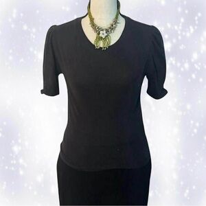 Elegant Classic Goth Black Puff Sleeve Top